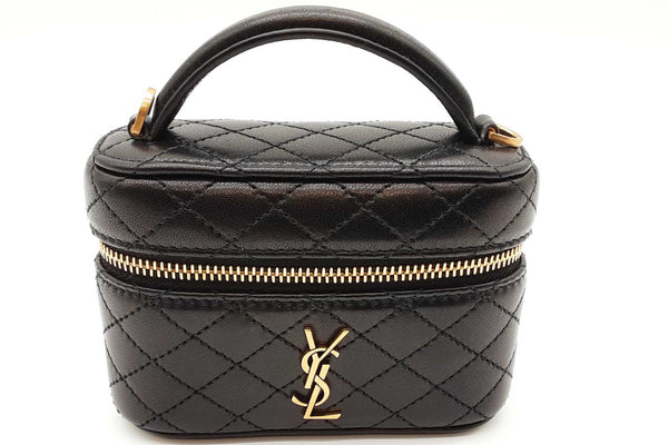 Yves Saint Laurent Quilted Black Leather Gaby Mini Vanity Case Eb1225exzde