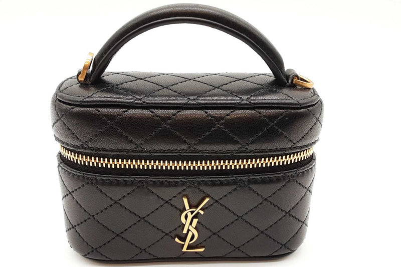Yves Saint Laurent Quilted Black Leather Gaby Mini Vanity Case Eb1225exzde