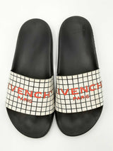 Givenchy Checkered Logo Pool Slides Size 40 Eb0724crdu