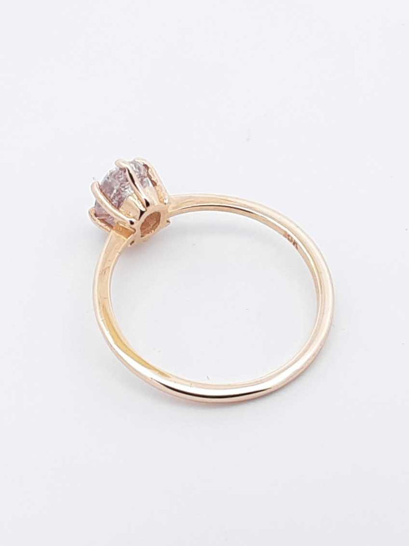 1.0 Ctw "Salt & Pepper" Diamond & 10k Yellow Gold Ring 5 Gram Size 7 Fw0725wozdu