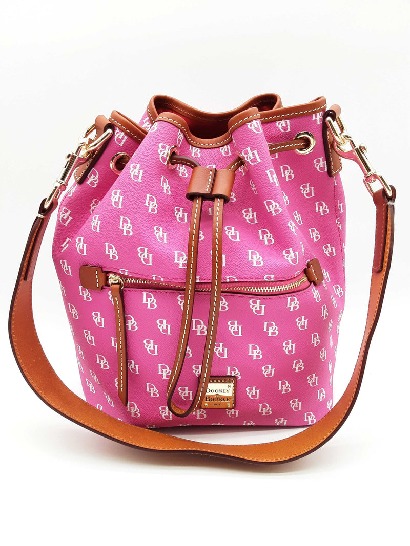 Dooney & Bourke Gretta Drawstring Pink Logo Bucket Bag Do0824rxde