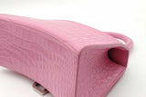 Balenciaga Hourglass Pink Crocodile Embossed Leather Top Handle Bag Eb1026pxzsa
