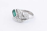 Emerald & Diamond Ring In 14k White Gold 3.6 Grams Size 5.5 Eb1025pxzdu