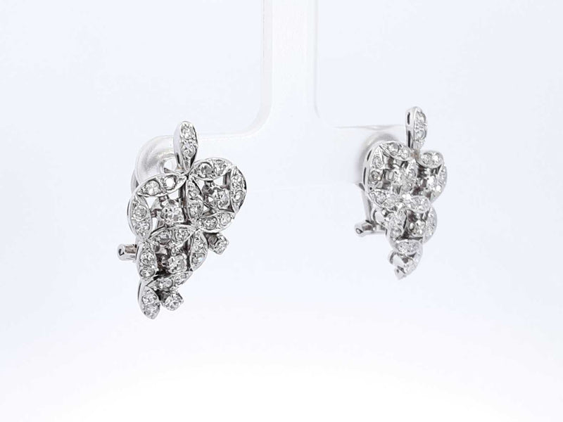 0.88 Cttw Diamond & 18k White Gold Cluster Earrings 8.6 Grams Fw0925llxzdu