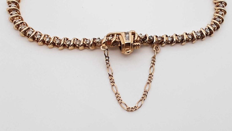 0.58 Cttw Diamond & 10k Yellow Gold Tennis Bracelet 10 Grams 7 Inch Fw1124cxzdu