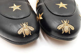 Gucci Princetown Embroidered Slippers In Black Leather Size Eu 41 Fw1225lrxdu
