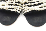 Chanel Pearl Embellished Cc Slide Sandals Size 39.5 Eb1225loxdu