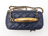 Chanel Small Top Handle Vanity In Navy Blue Matelassé Lambskin Fw1025orxzdu