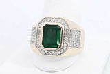 Green Gemstone & Diamond Ring In 10k Yellow Gold 9.12 Grams Size 10 Eb0524oexsa