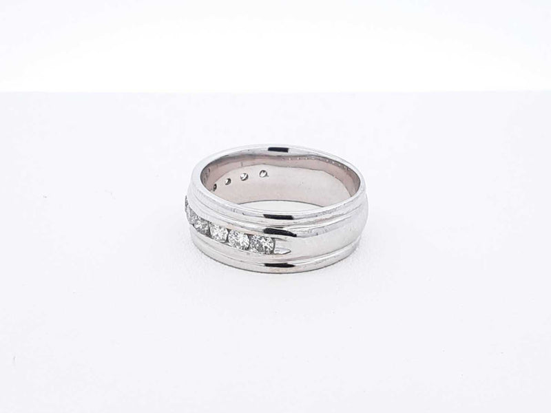 O.99 Cttw Channel-set Diamond & 14k White Gold Band 7.4 Grams Size 8 Fw0425wzxdu