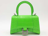 Balenciaga Croc Embossed Leather Hourglass Crystal Xs Green Handbag Aa0126rzxsa