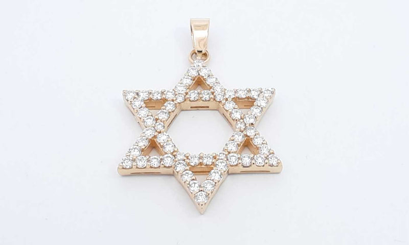 14k Yellow Gold Star Of David Lab Grown Diamond Pendant Ebllordu 144030007273