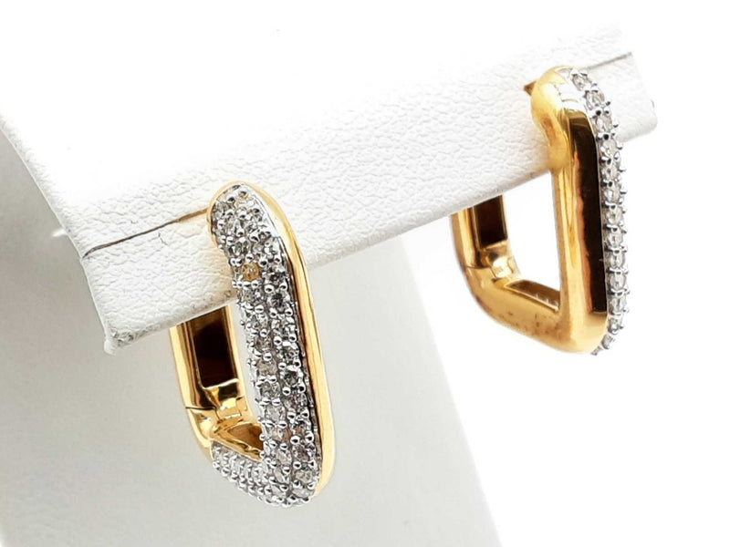 1.00 Ctw Lab Grown Diamonds Gold Plated Silver 6.6g Hoop Earrings Do0225lxzde