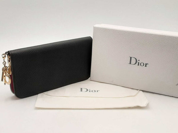 Christian Dior Diorissimo Leather Zip Around Wallet Black Aa0325orzsa
