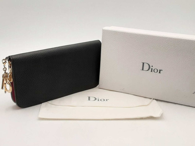 Christian Dior Diorissimo Leather Zip Around Wallet Black Aa0325orzsa