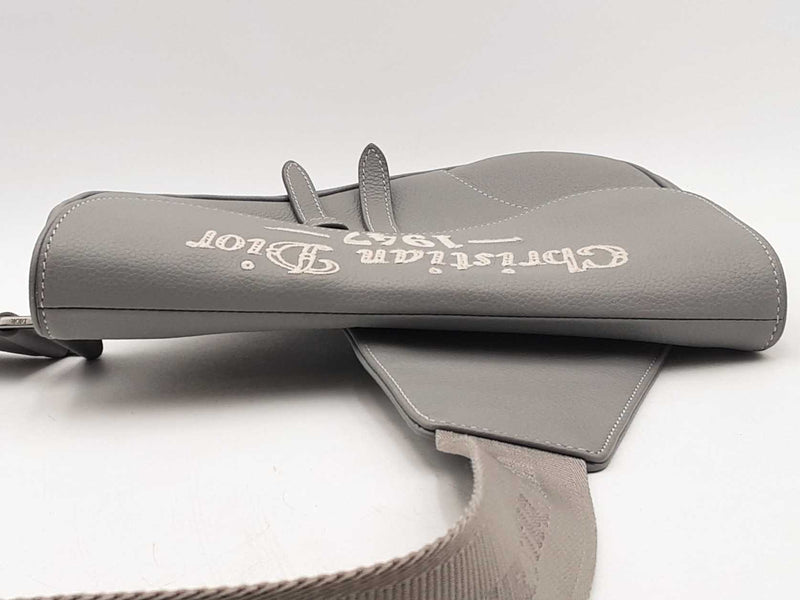 Christian Dior Grained Calfskin Mens Signature 1947 Saddle Gray Aa1125izxsa