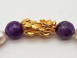 Amethyst White Pearls 23k Yellow Gold Pixiu 14.8g Bracelet 6 In Do0326wxzde