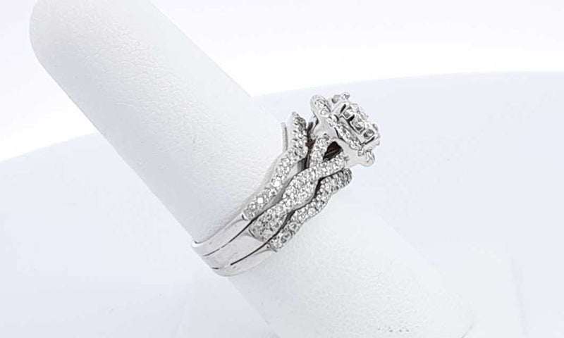 14k White Gold 1.82ctw Diamond Wedding Ring Set Size 7, 7.4 Grams Eb0324wordu