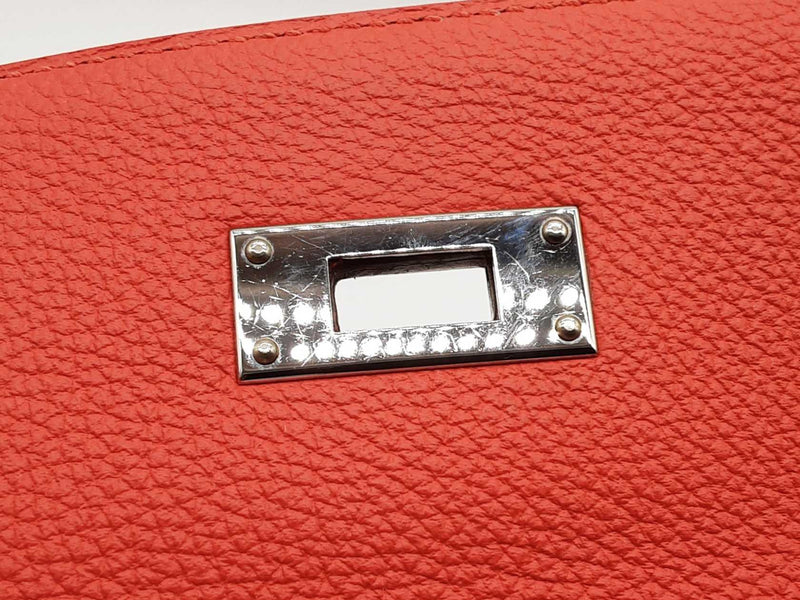 Hermes Kelly 32 Rouge Pivoine Red Orange Togo Palladium Handbag Do0325eexzde