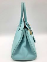 Hermes Birkin 30 Bleu Atoll Tiffany Blue Epsom Gold Hardware Handbag Do0125lpxzxde