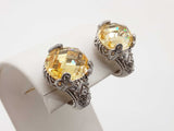 Judith Ripka Pale Yellow Citrine 0.925 Silver 18.6g Clasp Earrings Do0426rxde