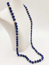 Lapis Lazuli Beads 10k Yellow Gold 109.7g Beaded Necklace 34 In Do1224rxzxdu