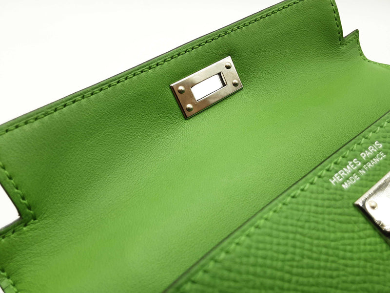 Hermes Mini Kelly Tricolor Green Gray Epsom Palladium Hardware Bag Do0925oxzxzde