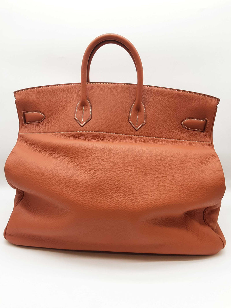 Hermes Birkin Hac 50 Gold Brown Clemence Brass Duffle Bag Do0823lwrxzde