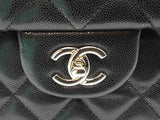 Chanel Classic Jumbo Black Quilted Caviar Leather Shoulder Bag Do0326irxzde