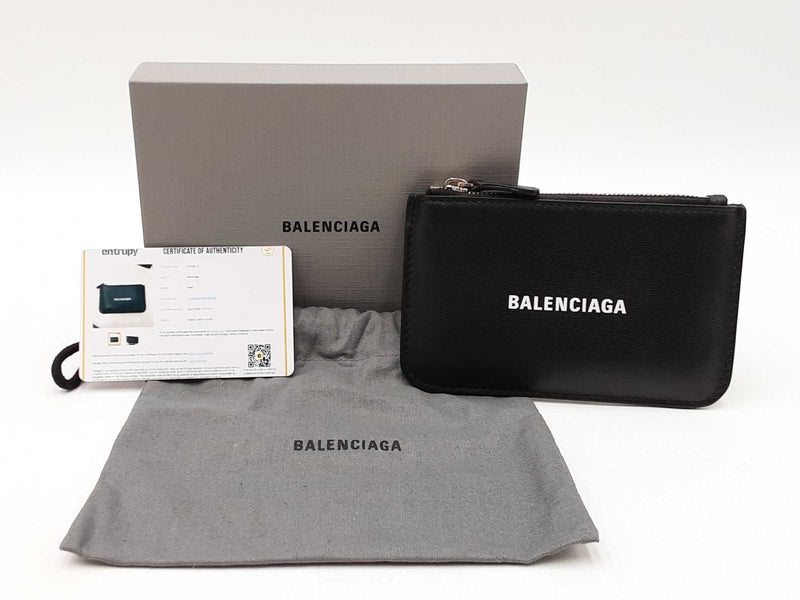 Balenciaga Cash Coin And Card Holder In Black Grained Leather Fw0725lzxdu