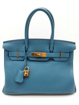 Hermes Birkin 30cm Bleu De Galice Blue Togo Gold Hardware Handbag Do0526lwxzxde