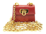 Salvatore Ferragamo Red Leather Chain-linked Mini Shoulder Bag Fw 1024crsa