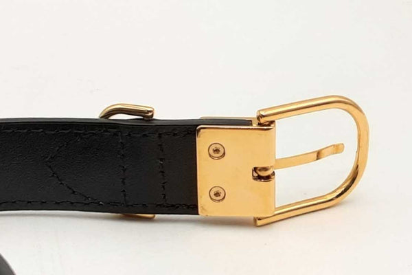 Burberry Black Leather Belt With Gold Tone Buckle Eb1023wxsa