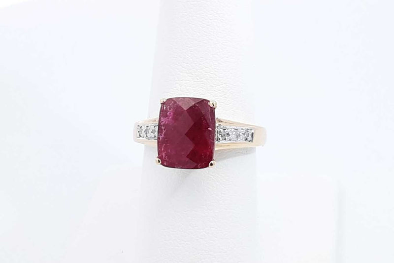 Garnet & Diamond Ring In 14k Yellow Gold 3.9 Grams Size 7 Eb1124owrxu