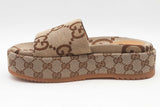 Gucci Macro Gg Monogram Canvas Platform Slides Size 38 Eb0726lxzsa