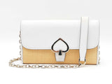 Kate Spade Robyn Convertible Crossbody Wallet - White Leather & Straw Fw0226ordu