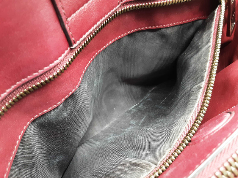 Gucci 323660 Burgandy Red Alligator Leather Bamboo Shopper Tote Do0225wpxzde