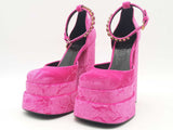 Versace Medusa Aevitas Velvet Platform Pump Pink Size 37 Aa0525ezsa