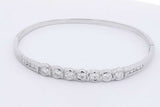 1.35cttw Diamond 18k White Gold Hinged Bangle Bracelet 14.8 Grams Eb0326llxzdu