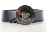 Versace La Medusa Navy Blue Leather Belt Size 90/36 Sd0526rzdu