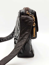 Chanel Square Camera Bag In Diamond-quilted Black Patent Leather Fw0526pezdu