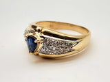 Approx 0.2 Ctw Diamonds 14k Two-tone Gold Sapphire 7.1g Ring Size 7 Do0125orxde