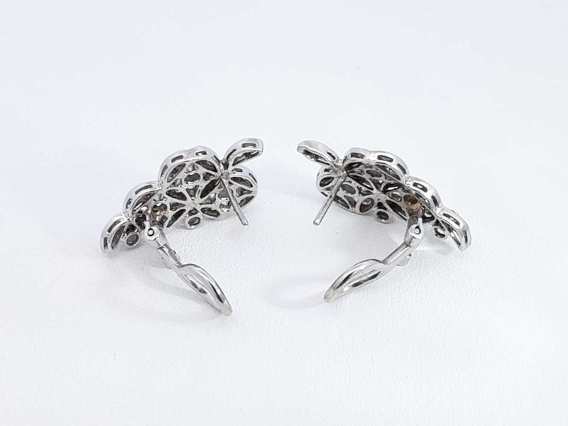 0.88 Cttw Diamond & 18k White Gold Cluster Earrings 8.6 Grams Fw0925llxzdu