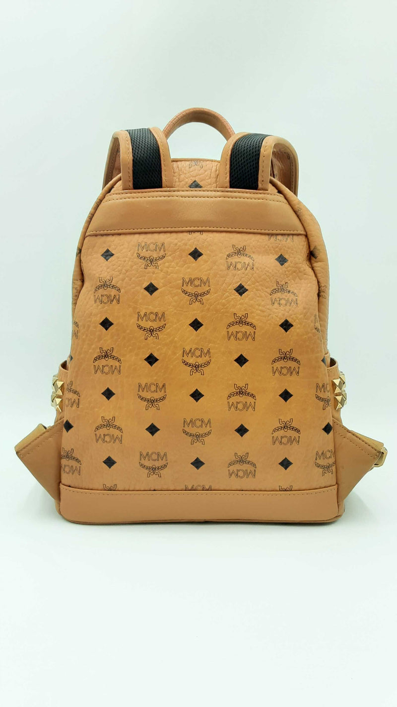 Mcm Stark Visetos Side Studs Backpack In Cognac Fw1124ocrdu