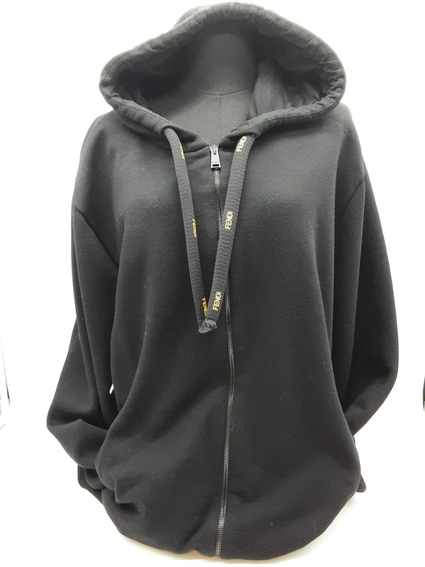 Fendi Black Cotton Zipper Hoodie Jacket Do0325exzde