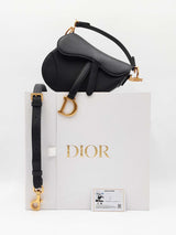 Christian Dior Small Saddle Bag In Black Grained Leather Fw1026erzdu