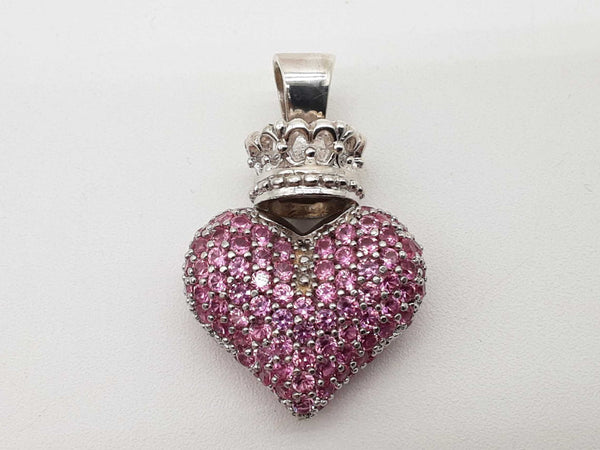 King Baby Queen Baby Large Crowned Heart 0.925 Silver 37.1g Pendant Do1225wrde