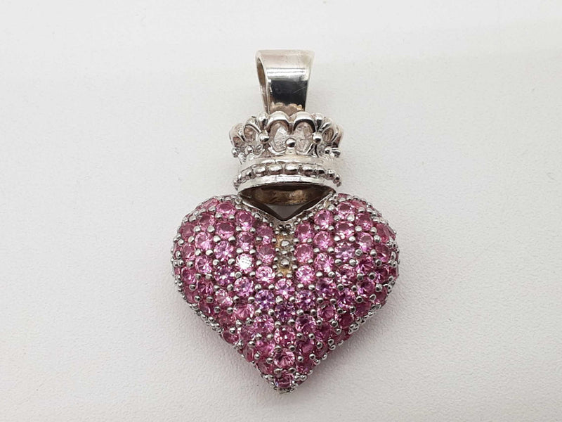 King Baby Queen Baby Large Crowned Heart 0.925 Silver 37.1g Pendant Do1225wrde
