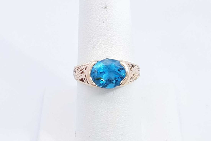 Blue Gemstone Ring In 14k Yellow Gold 4.9 Grams Size 7 Eb0724lrxsa