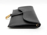 Christian Dior Saddle Wallet With Chain In Black Leather Fw1025pzxdu
